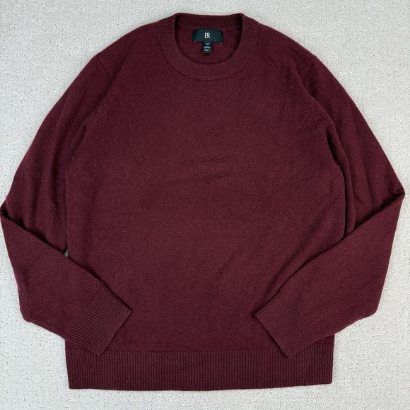 Banana Republic 100% Cashmere Crewneck Sweater Mens M Burgundy $180 2024 - Picture 2 of 10